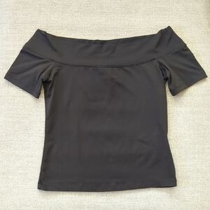 Off-Shoulder Stretch Short Sleeve Black H&M HM Top